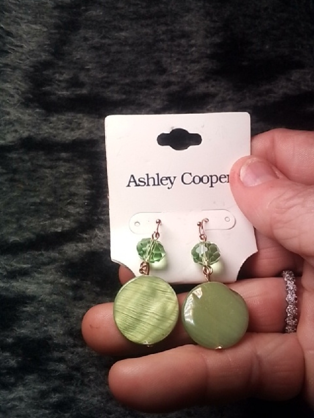 Ashley Cooper Light Green Drop Earrings with Faceted Beads